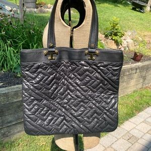 Tory Burch quilted nylon tote in black